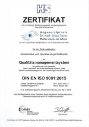 Augenarzt Hattersheim Qualitätsmanagementsystem Hs-Zertifikat.